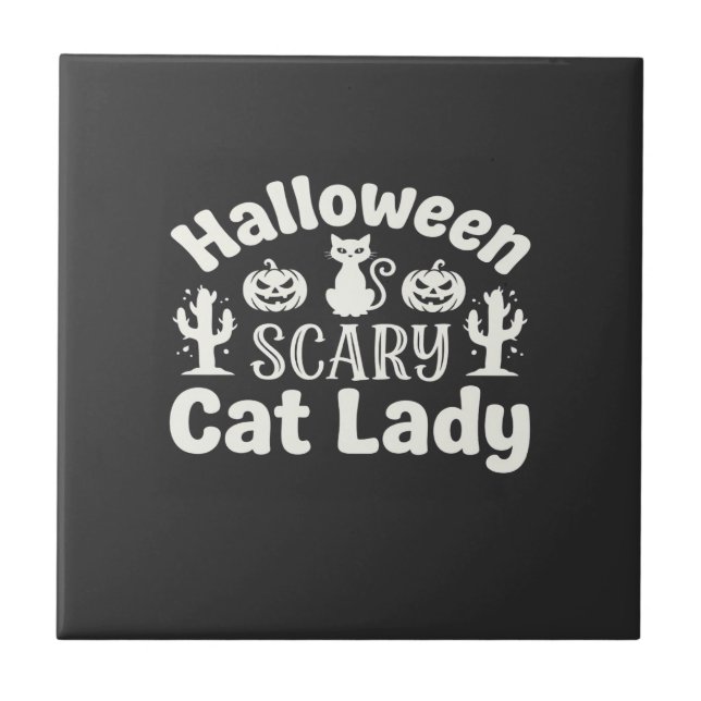 Halloween Scary Cat Lady_1 Tile (Front)