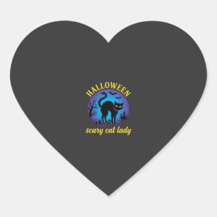 Halloween Scary Cat Lady Black Cat Heart Sticker