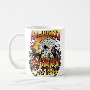 Halloween Scary Cat Lady Grim Reaper Moon Magic Bo Coffee Mug