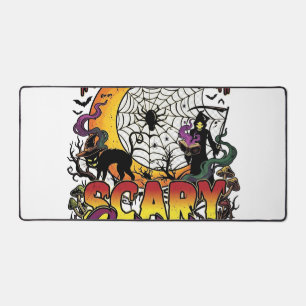 Halloween Scary Cat Lady Grim Reaper Moon Magic Bo Desk Mat