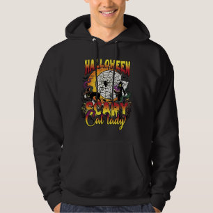 Halloween Scary Cat Lady Grim Reaper Moon Magic Bo Hoodie