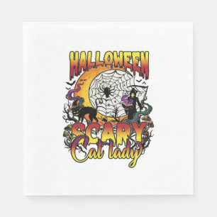 Halloween Scary Cat Lady Grim Reaper Moon Magic Bo Napkin
