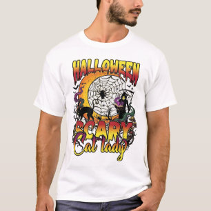 Halloween Scary Cat Lady Grim Reaper Moon Magic Bo T-Shirt