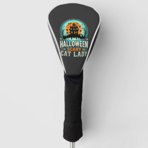 Halloween Scary Cat Lady Haunted House Design_1 Golf Head Cover