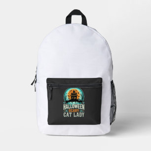 Halloween Scary Cat Lady Haunted House Design_1 Printed Backpack
