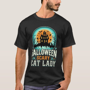 Halloween Scary Cat Lady Haunted House Design_1 T-Shirt