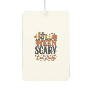 Halloween Scary Cat Lady Vintage Cat Shirt Design_ Car Air Freshener