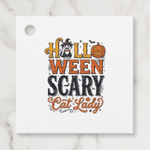 Halloween Scary Cat Lady Vintage Cat Shirt Design_ Favour Tags
