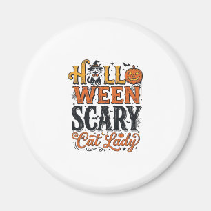 Halloween Scary Cat Lady Vintage Cat Shirt Design_ Magnet