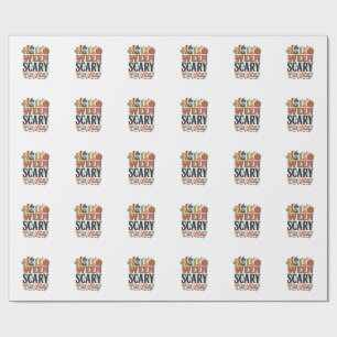 Halloween Scary Cat Lady Vintage Cat Shirt Design_ Wrapping Paper