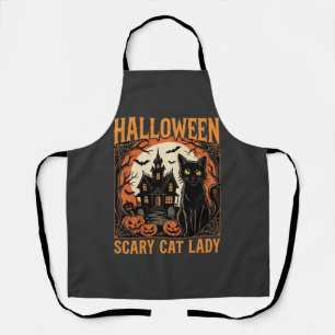 Halloween Scary Cat Lady Vintage Design Apron
