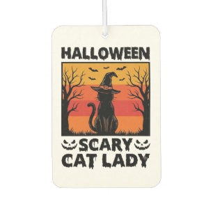 Halloween Scary Cat Lady Vintage Engraving Shirt D Car Air Freshener