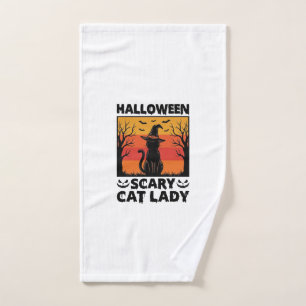 Halloween Scary Cat Lady Vintage Engraving Shirt D Hand Towel