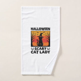 Halloween Scary Cat Lady Vintage Engraving Shirt D Hand Towel