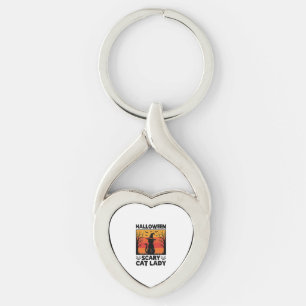 Halloween Scary Cat Lady Vintage Engraving Shirt D Key Ring