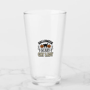 Halloween Scary Cat Lady Vintage Vector Design_1 Glass