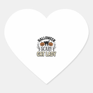 Halloween Scary Cat Lady Vintage Vector Design_1 Heart Sticker