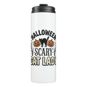 Halloween Scary Cat Lady Vintage Vector Design_1 Thermal Tumbler