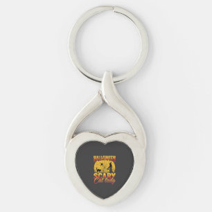 Halloween Scary Cat Lady Witch Spider Web Key Ring
