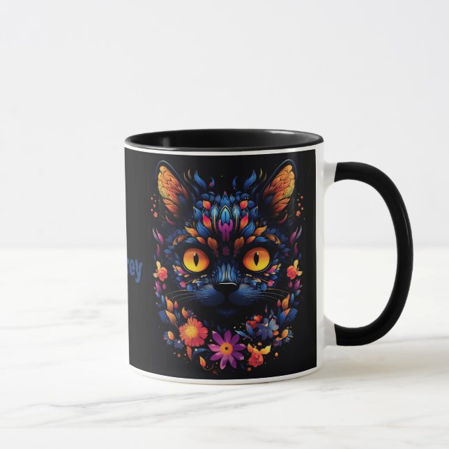 Halloween/Scary Cat/Witch/Wizard personalised Mug (Right)