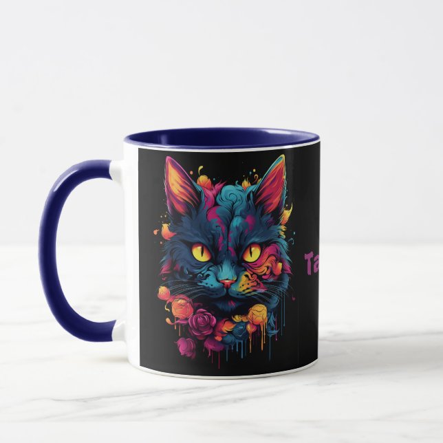 Halloween/Scary Cat/Witchy personalised Mug (Left)