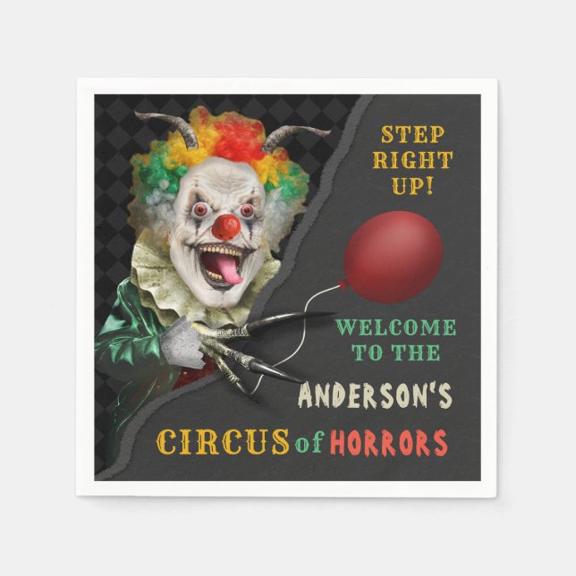 Halloween Scary Clown Adult Creepy Circus Party Napkin (Front)