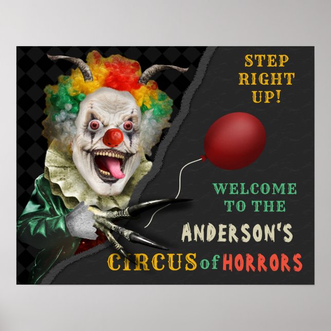 Halloween Scary Clown Adult Creepy Circus Party Poster (Front)