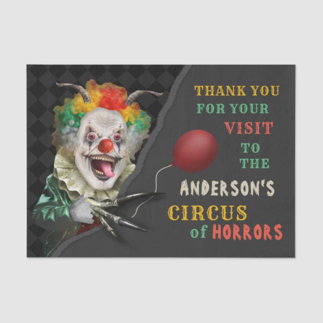 Halloween Scary Clown Adult Creepy Circus Party Tissue Paper (Front)