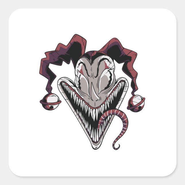 Halloween Scary Clown Face Square Sticker (Front)