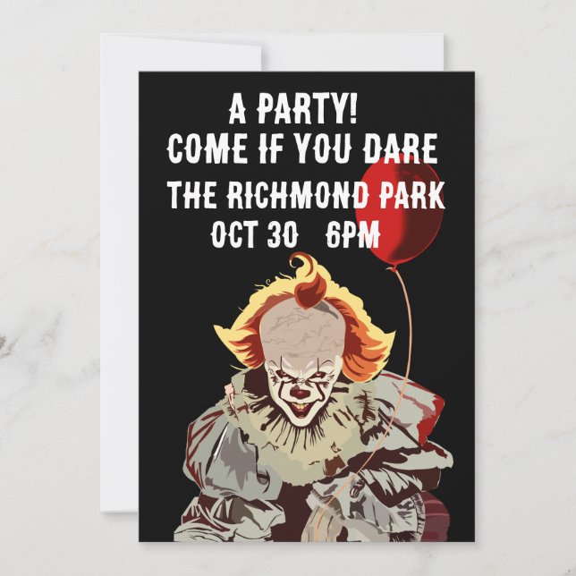 HALLOWEEN SCARY CLOWN PARTY INVITATIONS (Front)