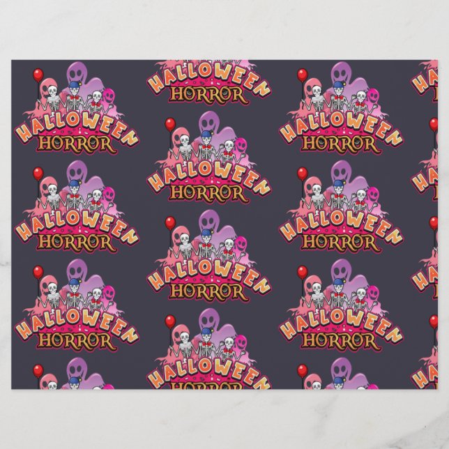 Halloween Scary Clowns Horror Scrapbook Paper  (Front)