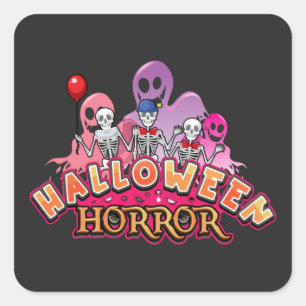 Halloween Scary Clowns Horror Square Sticker