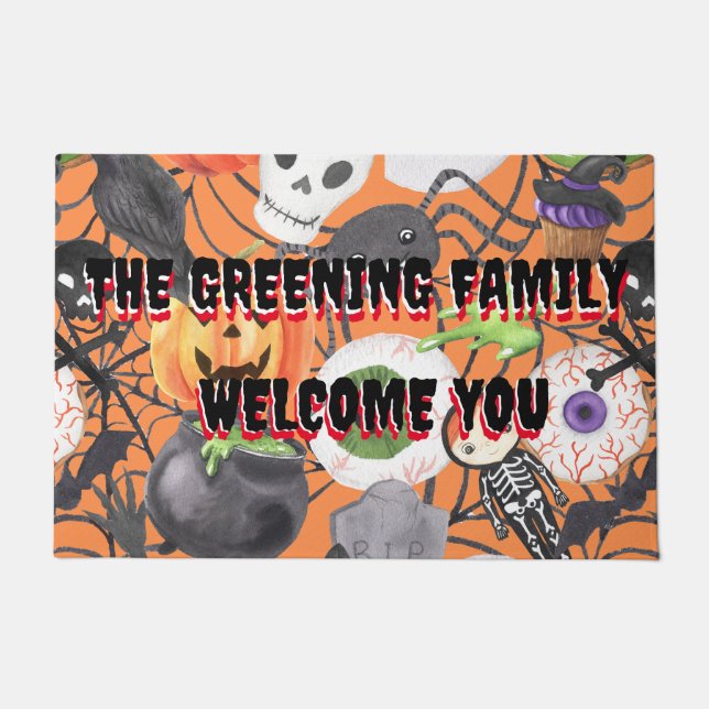 Halloween scary creepy outdoor decor doormat (Front)