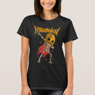 Halloween Scary Dancing Skeleton Pumpkin Happy Hal T-Shirt
