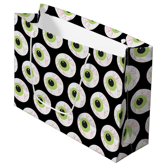 Halloween Scary Eyeball Large Gift Bag (Front Angled)