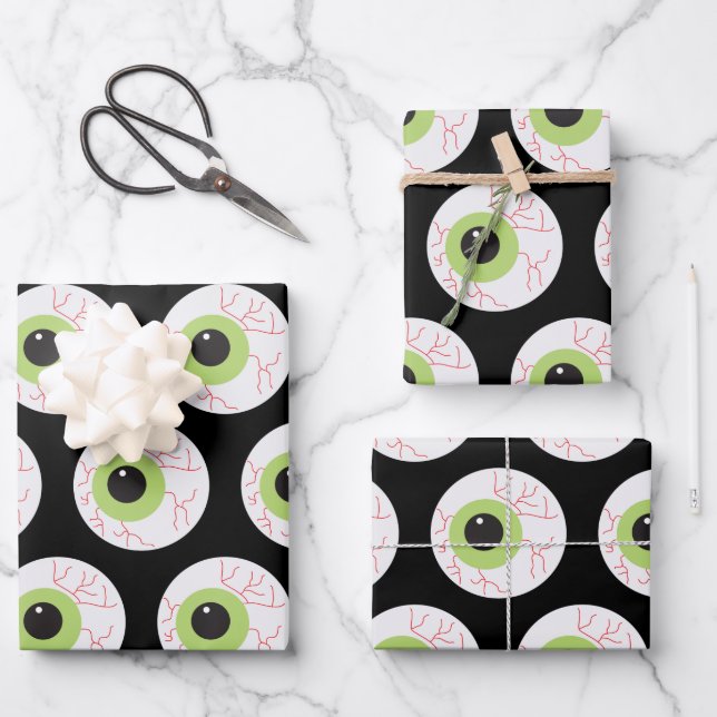 Halloween Scary Eyeball Wrapping Paper Sheet (Front)