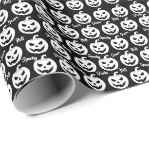 Halloween Scary Face Jack-O-Lantern Custom Wrapping Paper
