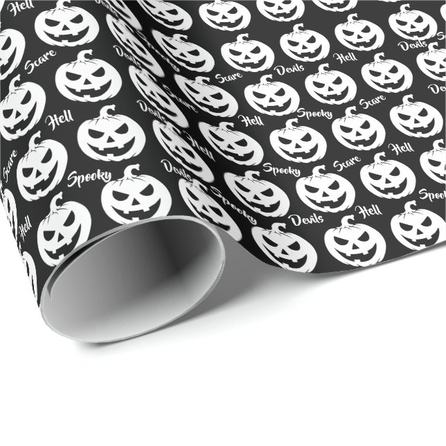 Halloween Scary Face Jack-O-Lantern Custom Wrapping Paper (Roll Corner)