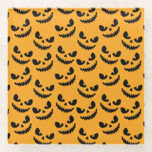 Halloween: scary faces, vintage style. glass coaster