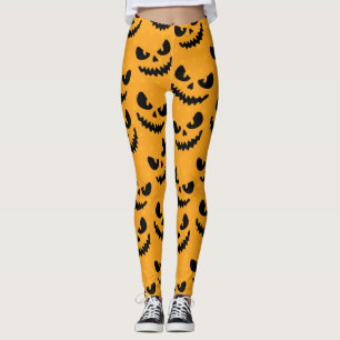 Halloween: scary faces, vintage style. leggings
