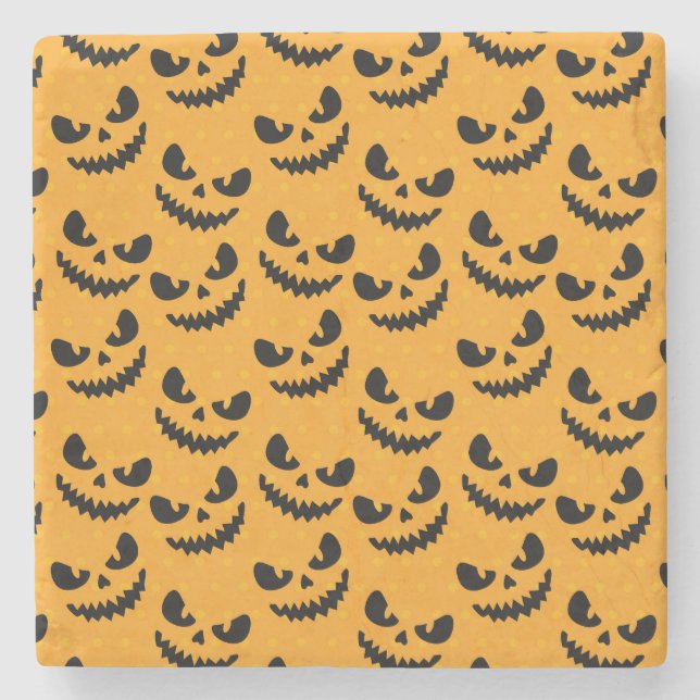 Halloween: scary faces, vintage style. stone coaster (Front)