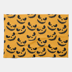 Halloween: scary faces, vintage style. tea towel
