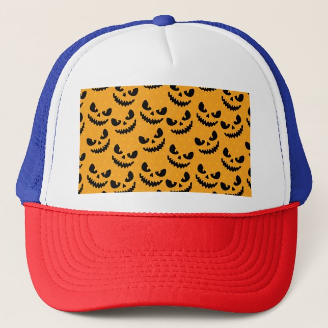 Halloween: scary faces, vintage style. trucker hat (Front)