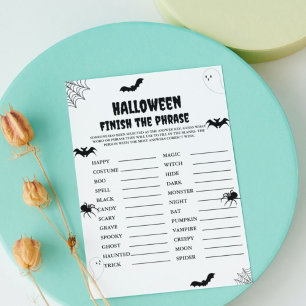 Halloween scary finish the phrase party game card