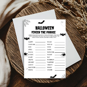 Halloween scary finish the phrase party game card