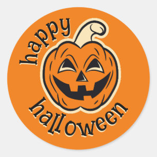 Halloween Scary Funny Cute Pumpkin Classic Round Sticker