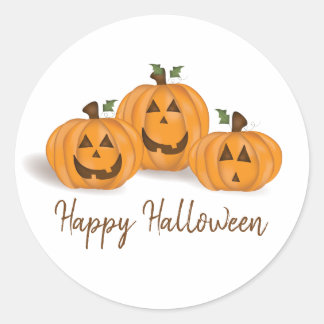 Halloween Scary Funny Cute Pumpkin Whimsical Classic Round Sticker