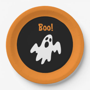 Halloween Scary Funny Holiday Ghost Says Boo Paper Plate