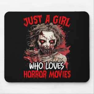 Halloween Scary Ghost Just A Girl Who Loves Horror Mouse Mat
