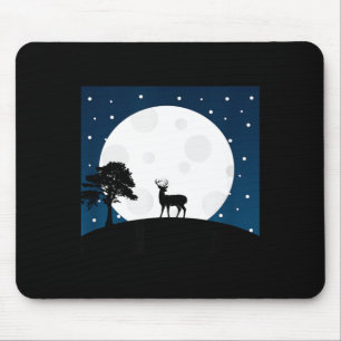 Halloween scary gift - deer on moon - animal lover mouse mat